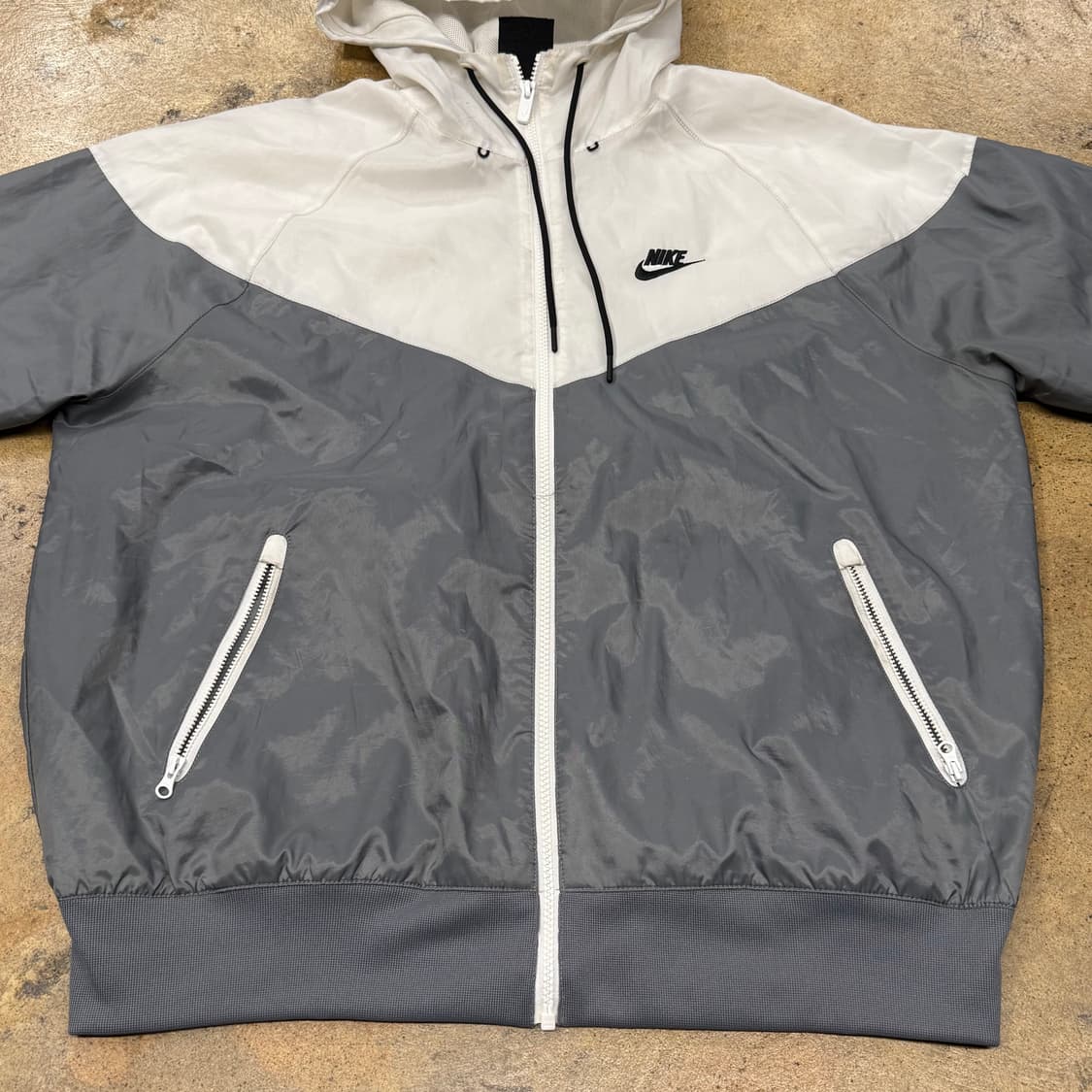 [정품/L] 나이키 바람막이 아이보리 회색 후드집업 b17 상품이미지3