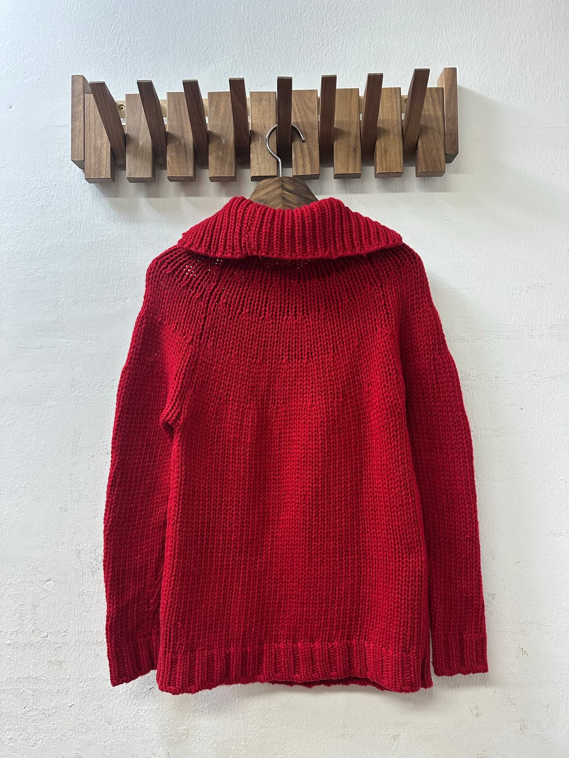 일본빈티지 OLIVE des OLIVE레드 울100% 니트 후드 풀오버 상품이미지5