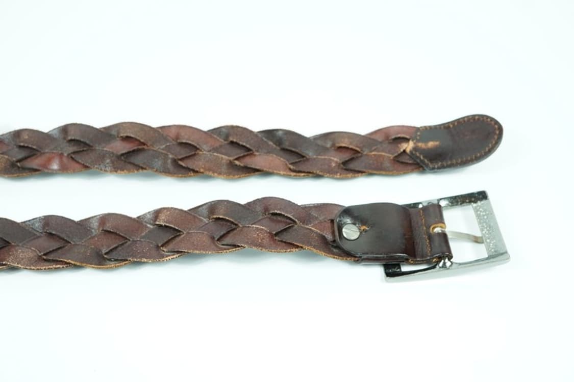 빈티지 다크브라운 리얼 레더 위빙 벨트 상품이미지6