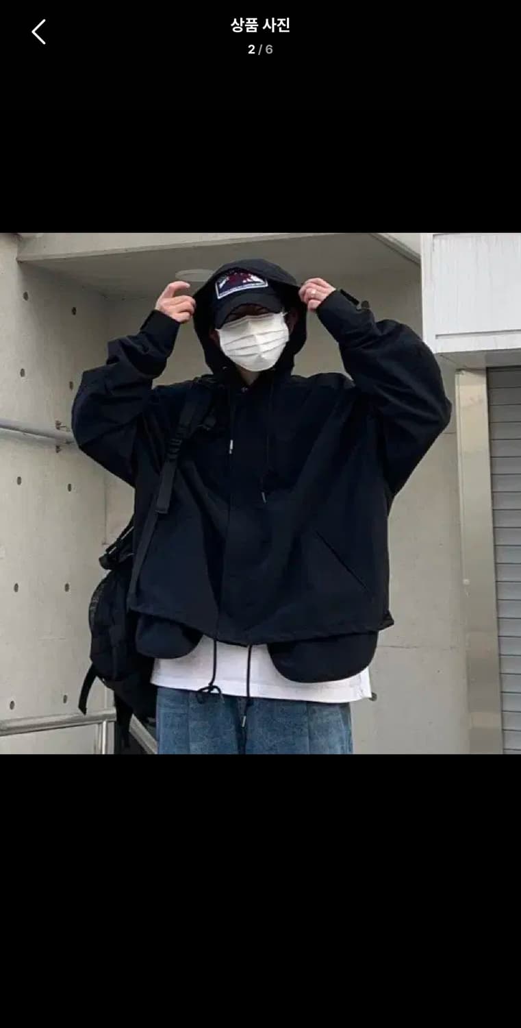 Free / 블랙 ) 포켓 오버핏 바람막이 자켓 상품이미지2