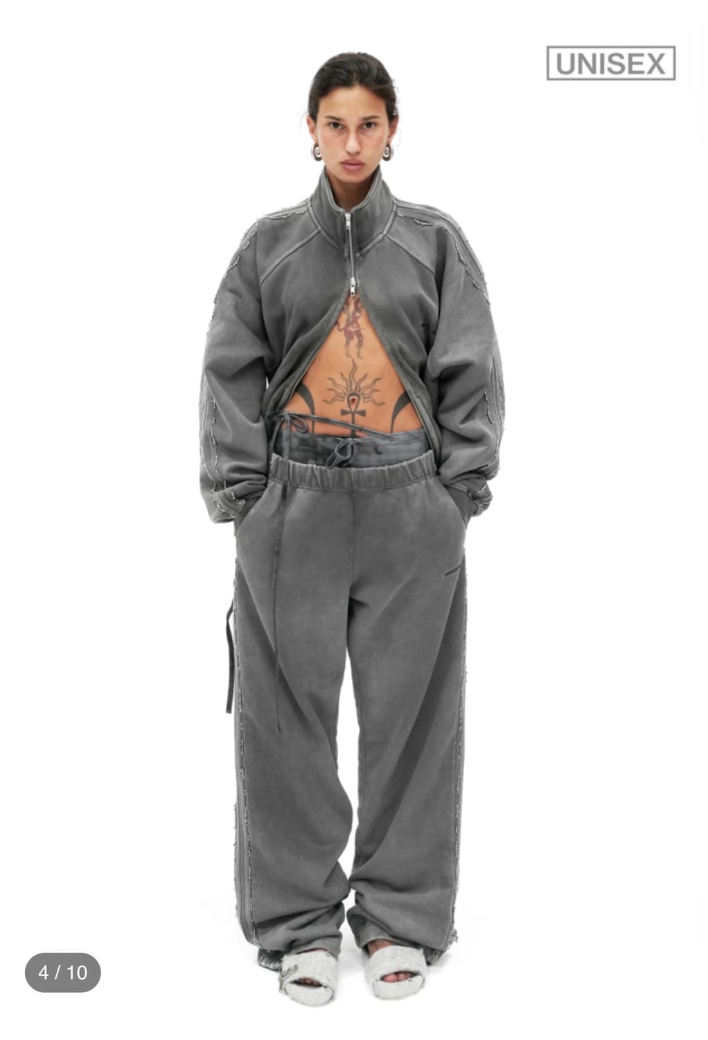 Beaded track jacket washed grey 상품이미지1