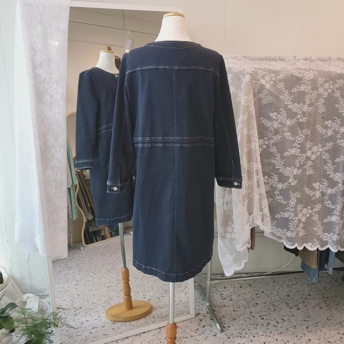 딥블루 스판 데님 원피스 상품이미지9