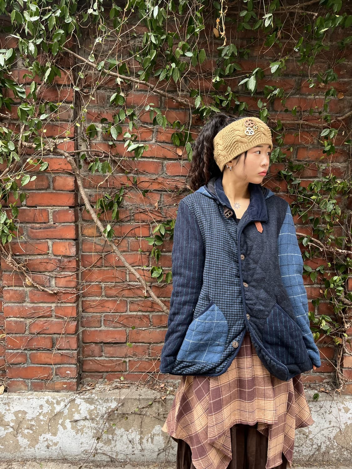 빈티지 체크 패치워크 자켓 상품이미지3