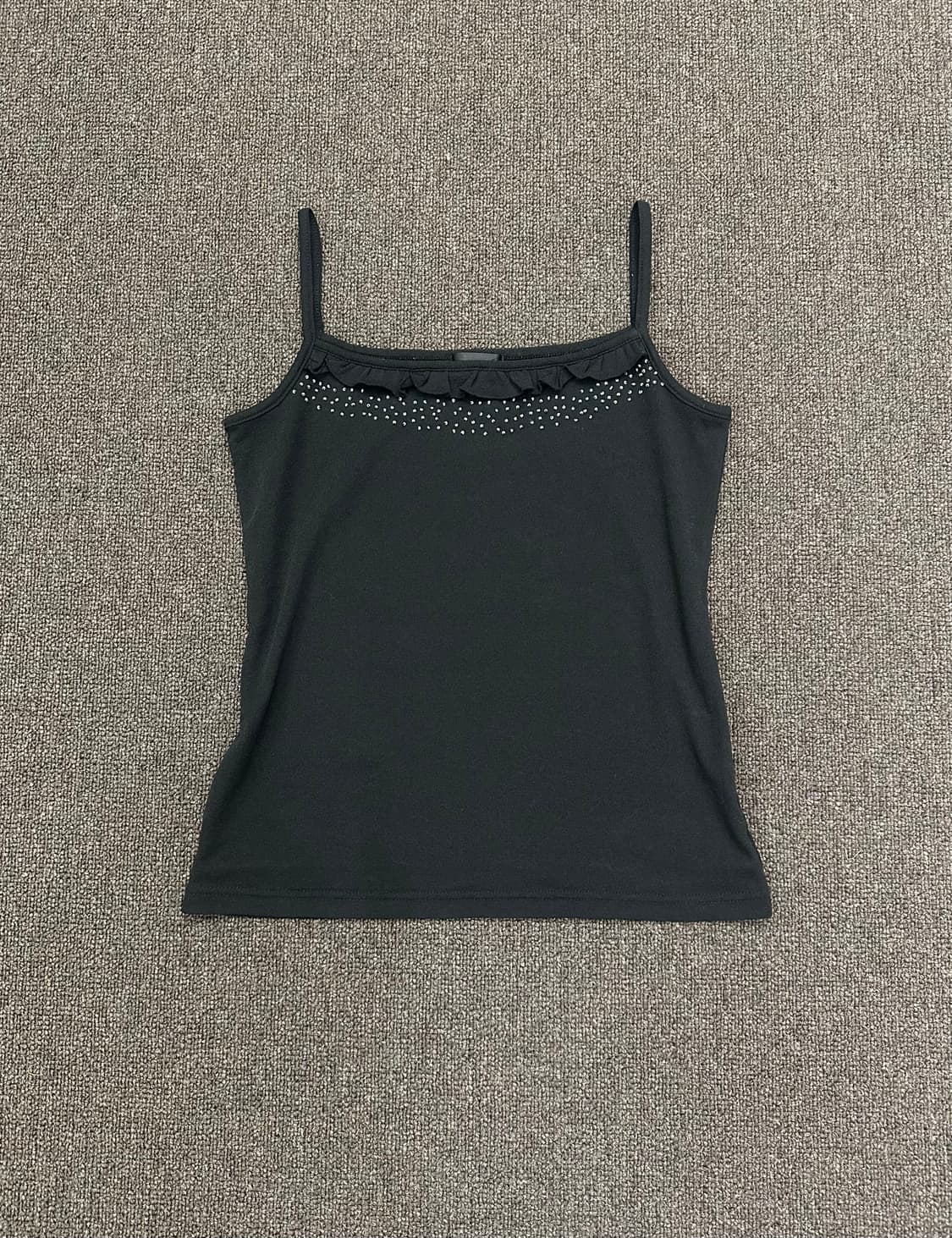 M)Japanese vintage 비즈 레이스 블랙 나시 상품이미지1