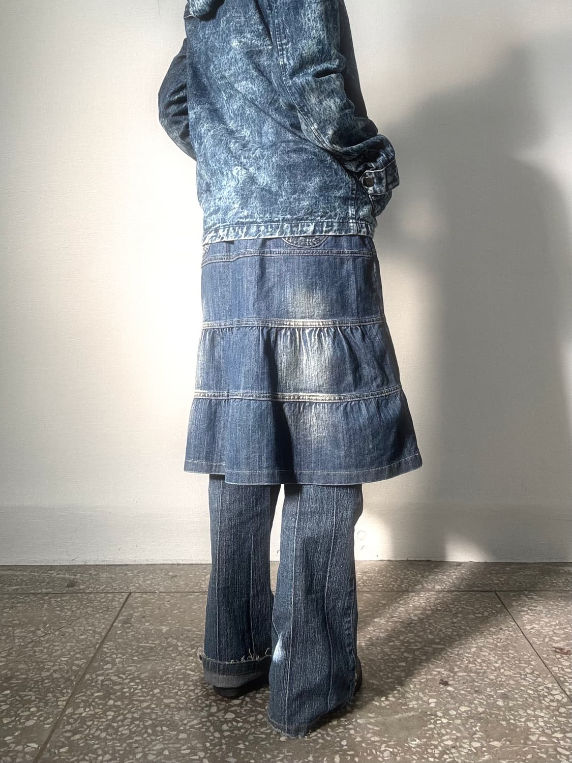 데님 미디 플리츠 스커트 상품이미지3