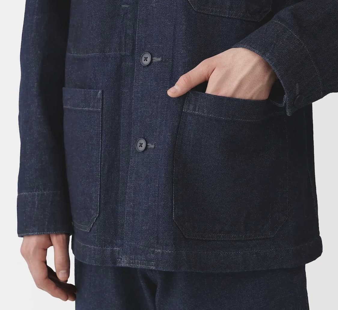 <새상품>무인양품 케이폭 혼방 데님 커버올 재킷 워크자켓 빈티지 자켓 상품이미지6