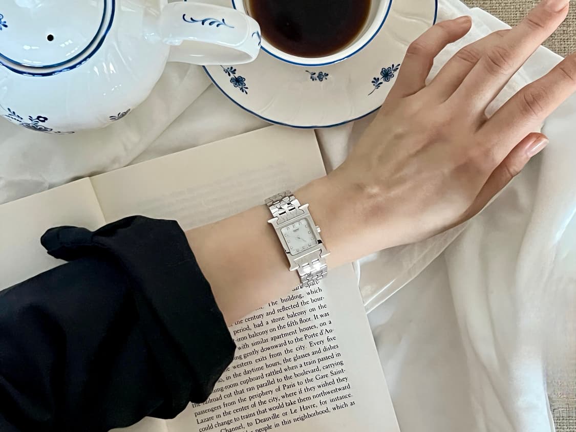 에르메스 12p 다이아 화이트 쉘 H아워 시계 /정품감정.케어  상품이미지10