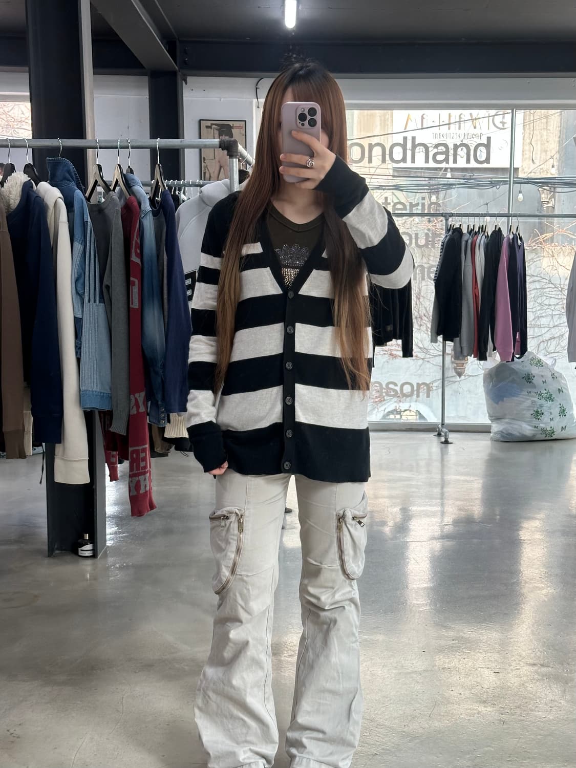 갭 Y2k 스트라이프 버튼 가디건 상품이미지2