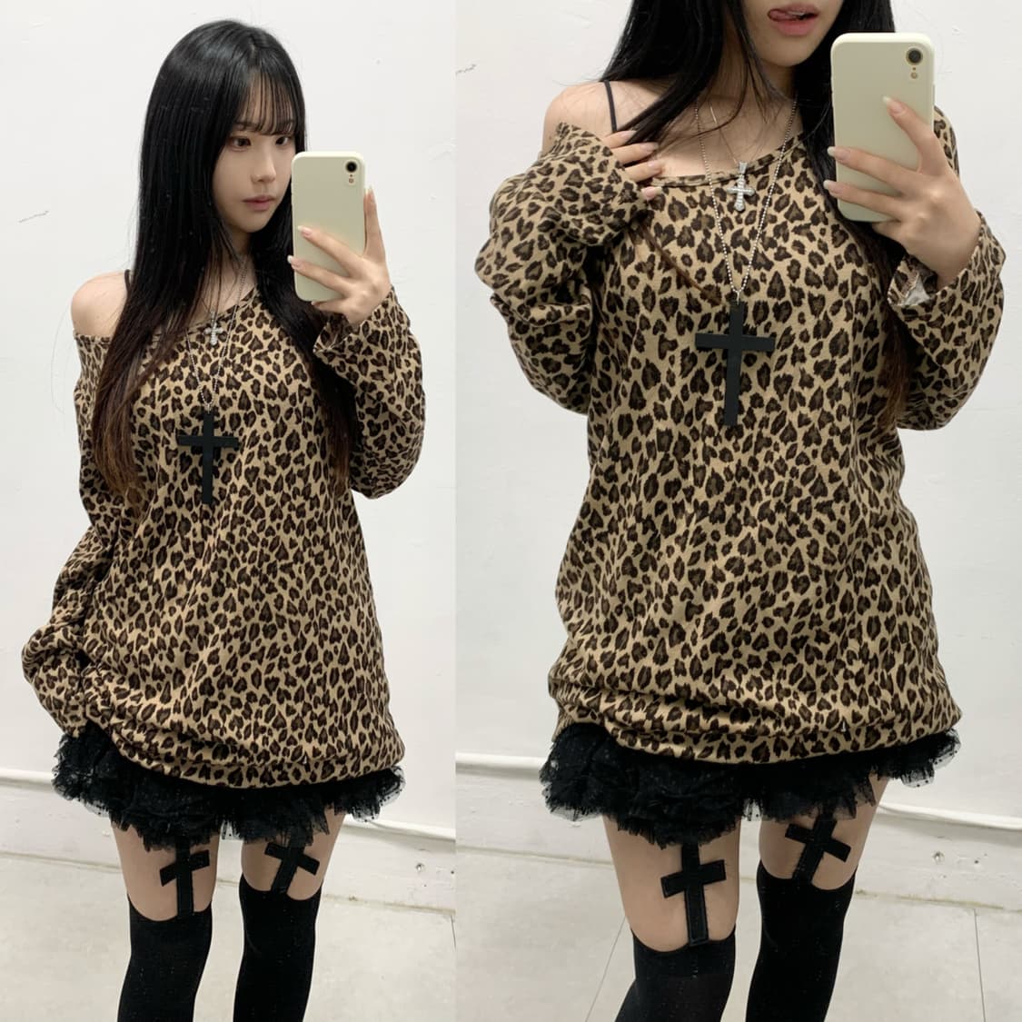 [WRONG] 갸루 호피 롱슬리브 원피스 상품이미지1