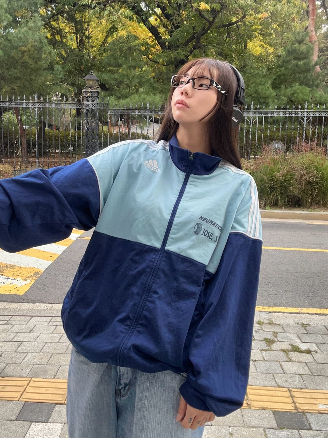 90s ADIDAS 올드스쿨 민트블루 져지 트랙탑 상품이미지1