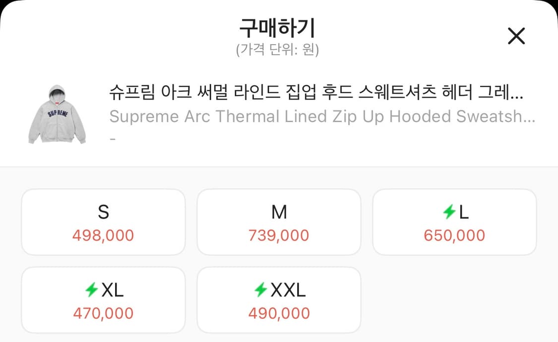 슈프림 아크 써멀 후드집업 그레이 상품이미지4