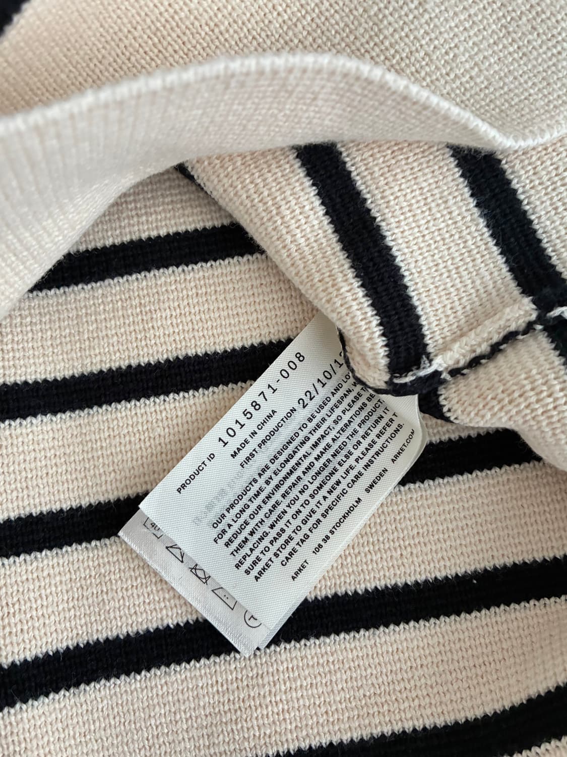 XS) 아르켓 오픈 카라 스트라이프 니트 아이보리 상품이미지5