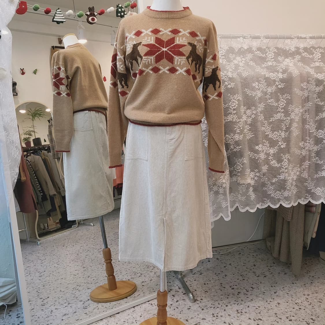 GRL 크림 코듀로이 미디스커트 상품이미지10