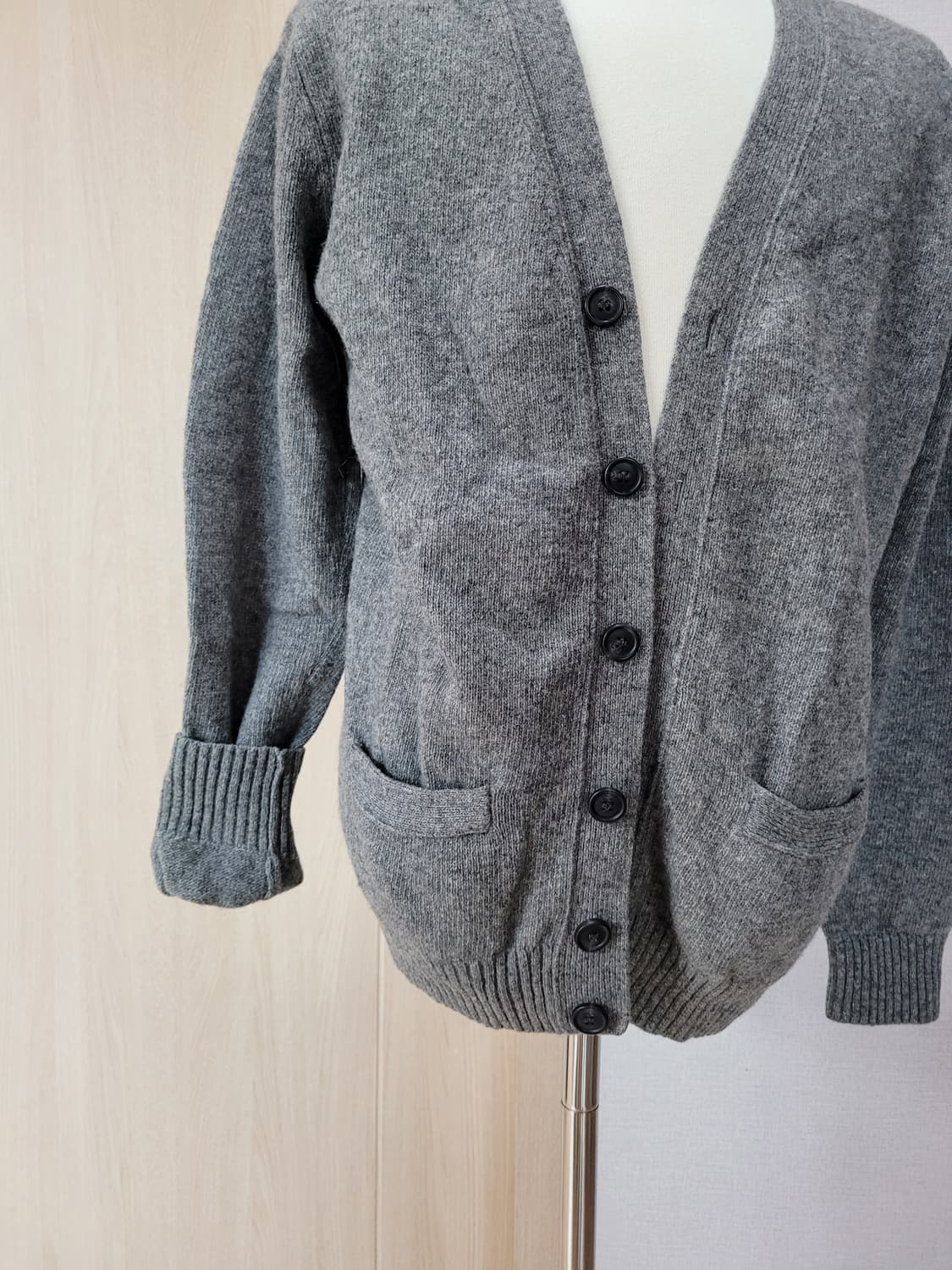 스파오 SPAO 남자 6버튼 울 가디건 100 그레이 상품이미지3