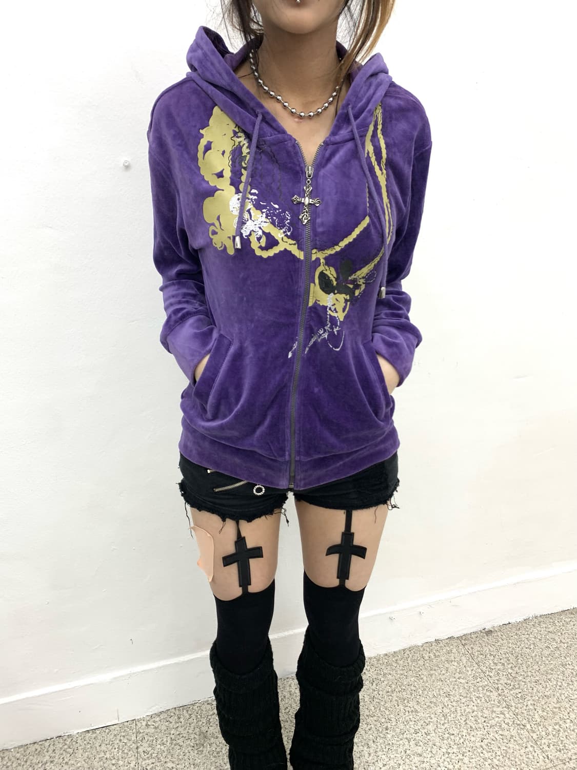 Cross detail ethnic mood hoodie  상품이미지1
