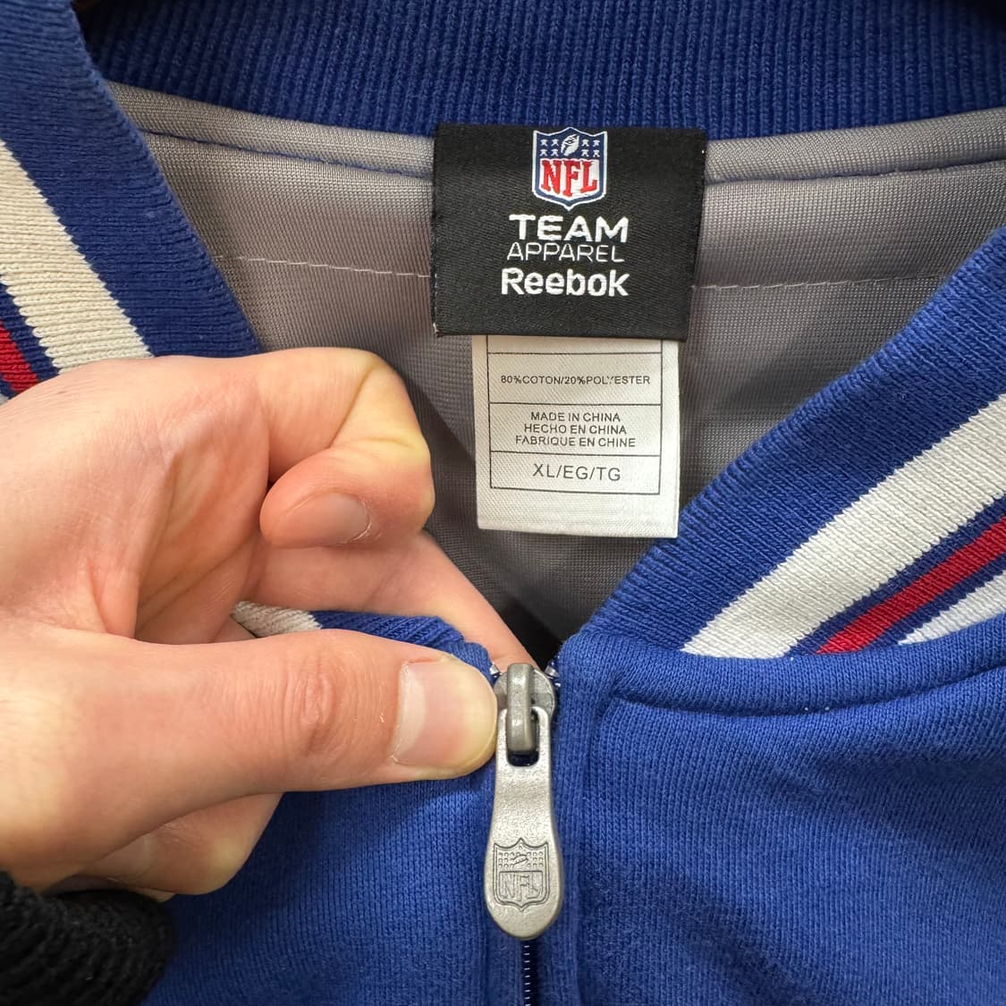 00s 리복 X NFL 뉴욕 자이언츠 집업 바시티자켓 블루 상품이미지8