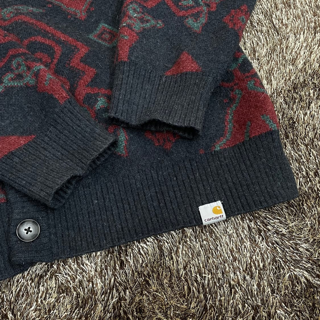 칼하트 Carhartt WIP 벌스  네이비 레드 패턴 가디건 XL 상품이미지5