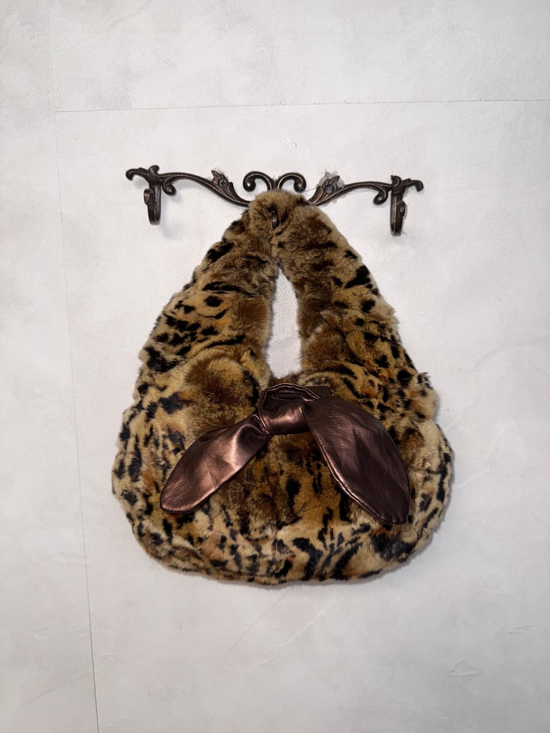 Brown leopard fur ribbon bag 상품이미지1