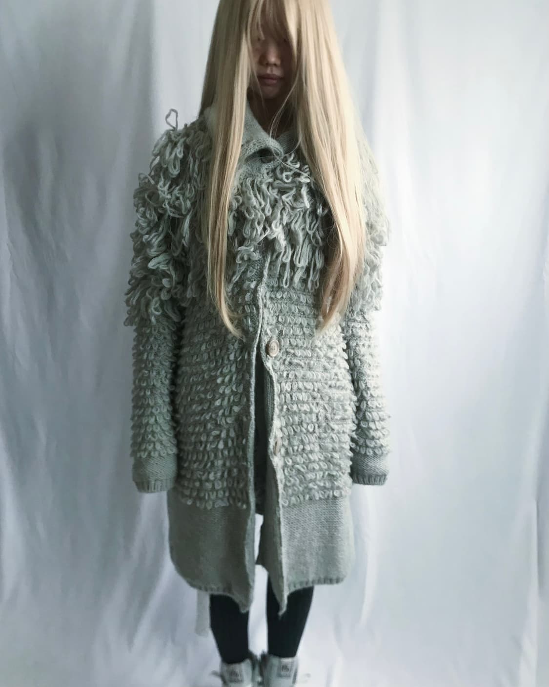Handmade highneck furry cardigan coat 상품이미지4