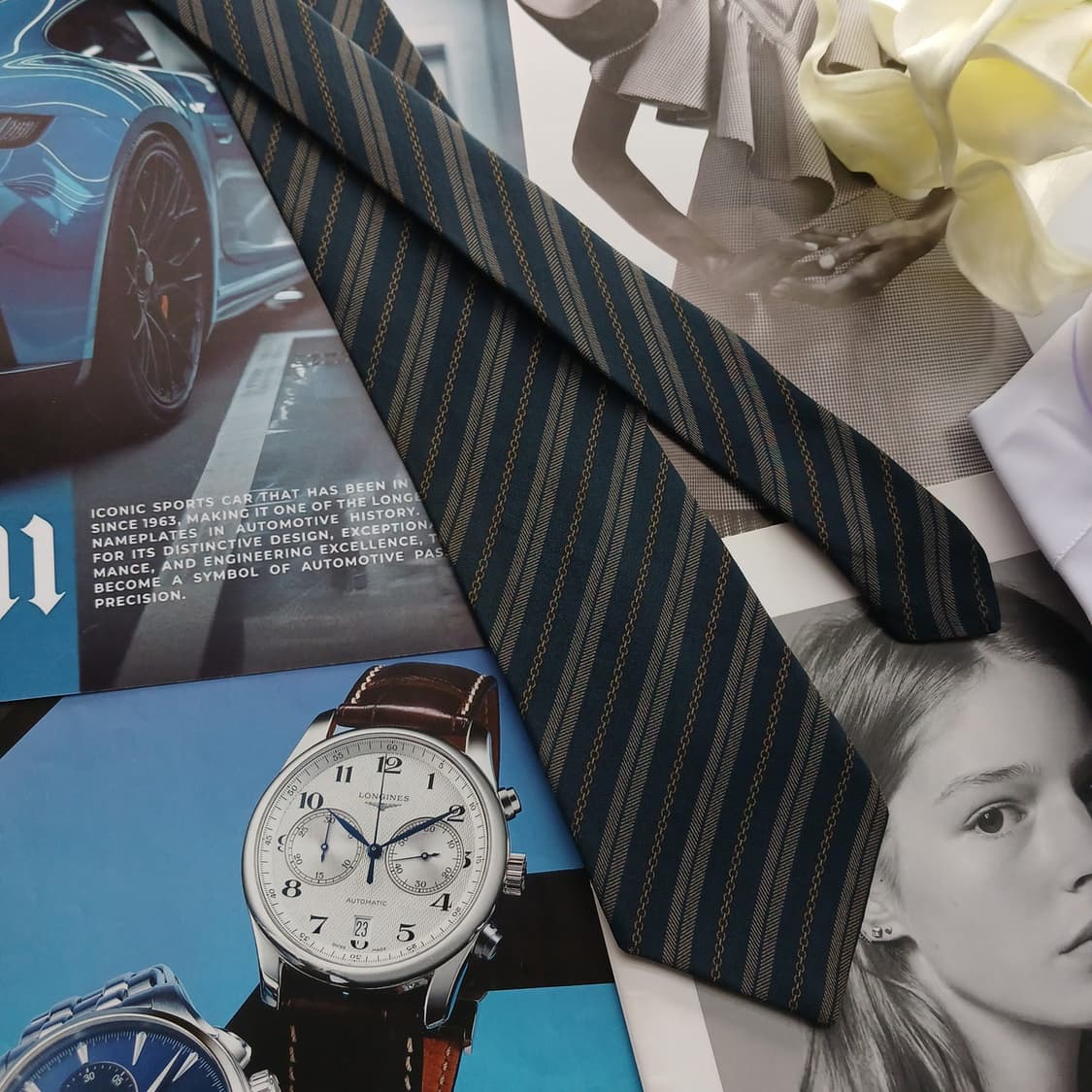 랑방 실크 네이비 스트라이프 넥타이 8.3cm B등급 A18540
 상품이미지2