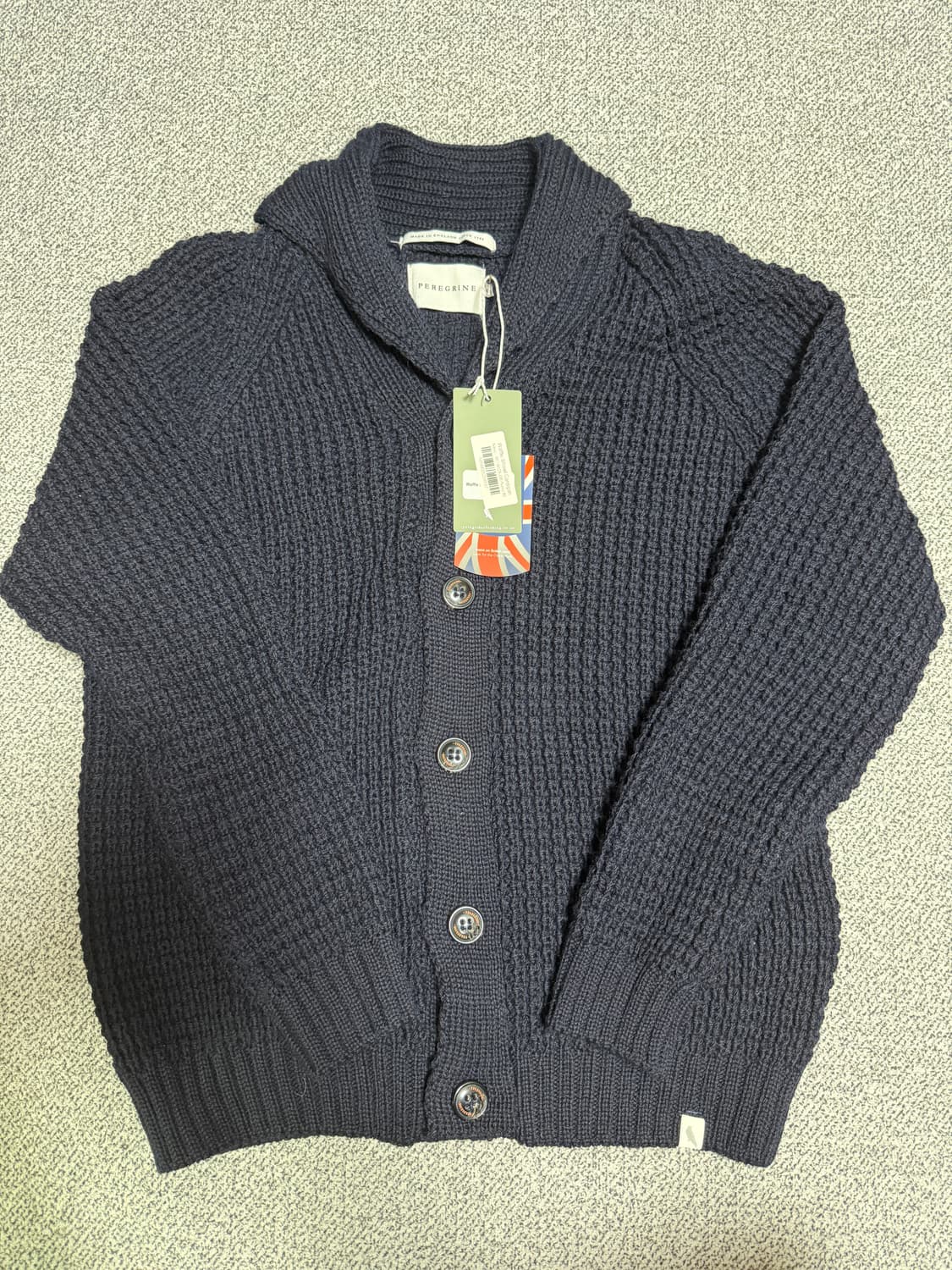 영국 페레그린 울100 와플 숄 가디건 네이비 M 새상품 상품이미지2