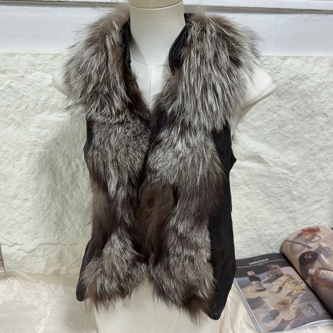 빈티지 은여우털 양가죽 조끼 베스트 상품이미지1