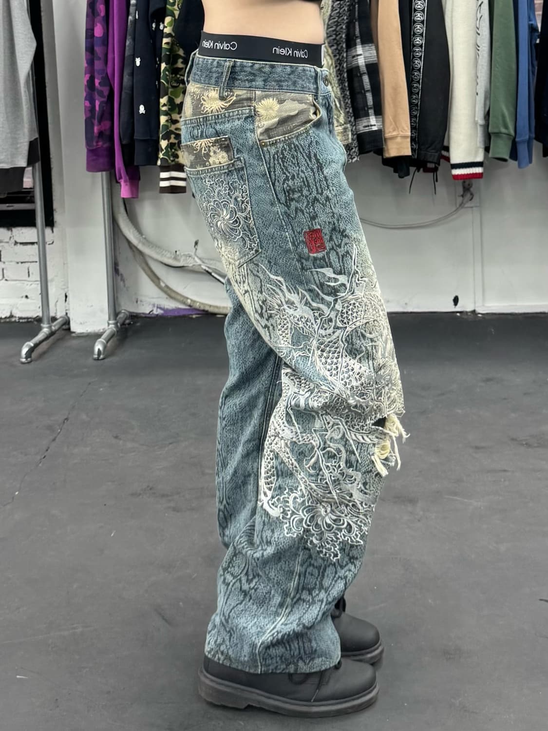 카라쿠리 타마시 오리엔탈 뱀피 데님팬츠 상품이미지2