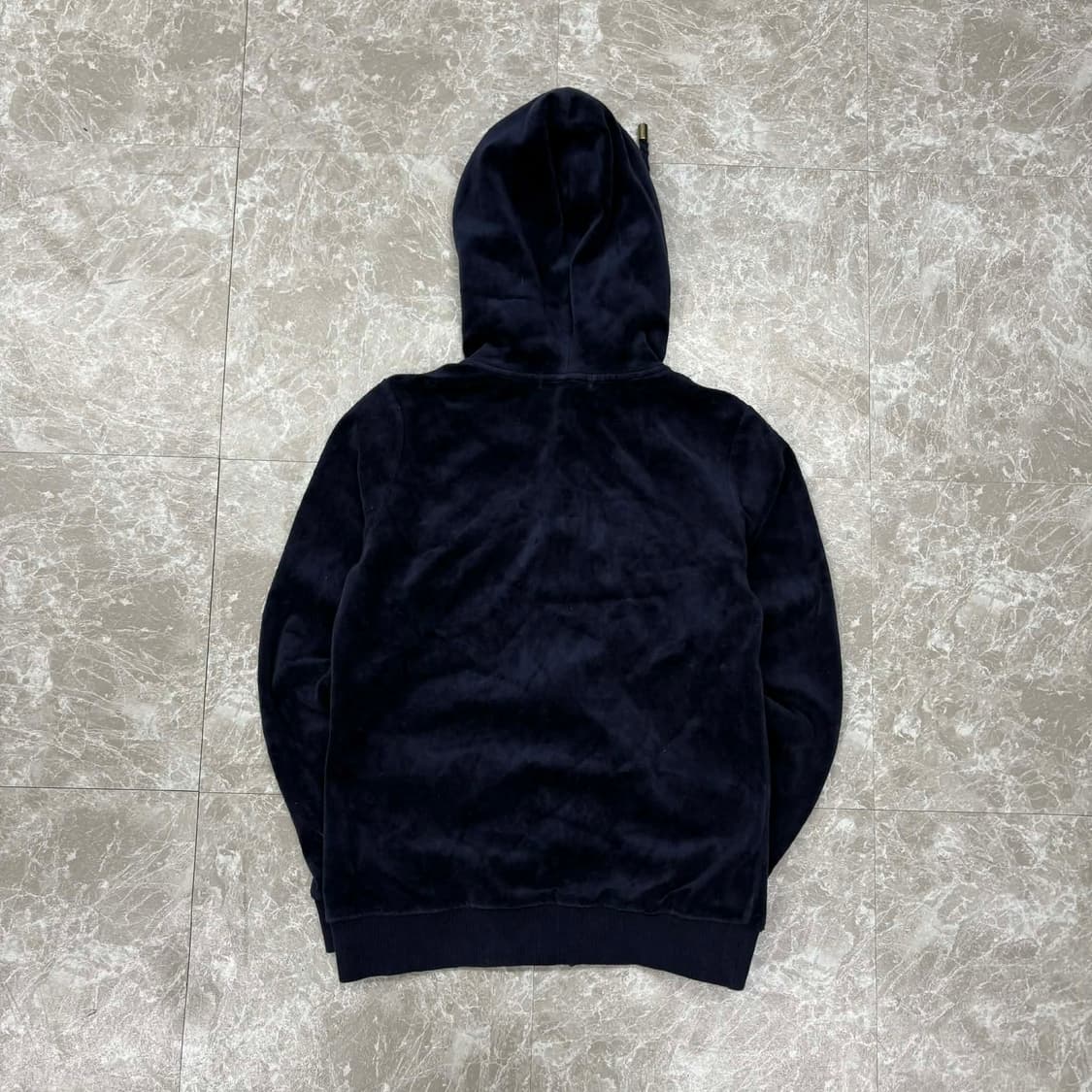 y2k 네이비 벨루어 벨벳 포켓 후드집업 희귀져지(90) 상품이미지4