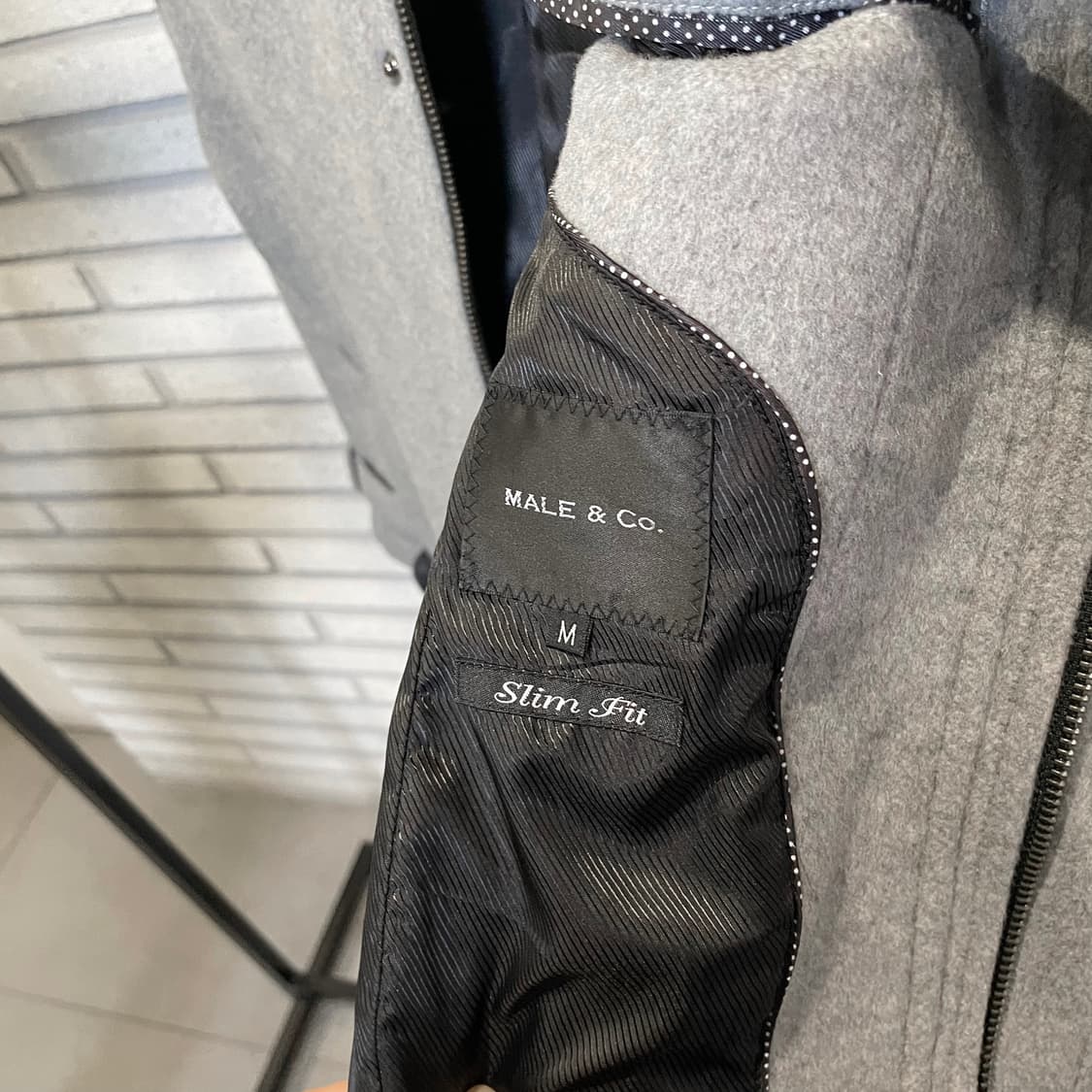 JPN VINTAGE 울 숏 코트 하이넥 소매 벨트 디테일 그레이 상품이미지6