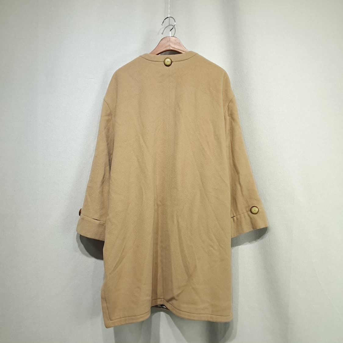 CN828W L 발렌티노 Miss V 카멜 노카라 울 오버핏 코트 상품이미지7