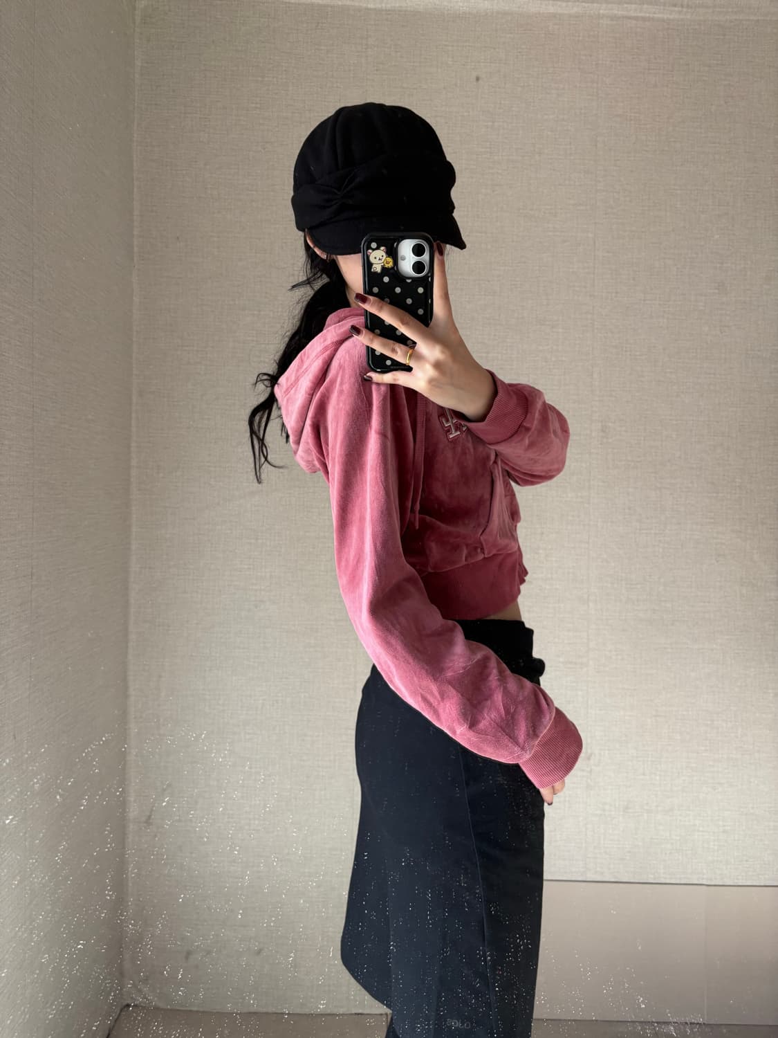 MLB 핑크 벨벳 후드집업 상품이미지3