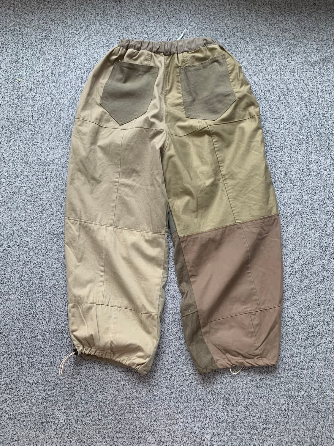 베이지브라운 패치디테일 코튼 벌룬팬츠 힙합바지 상품이미지4