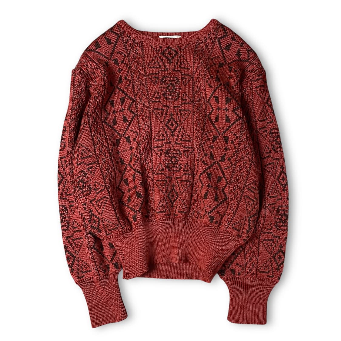 나이가이 레드 노르딕 패턴 긴팔 니트 L 상품이미지1