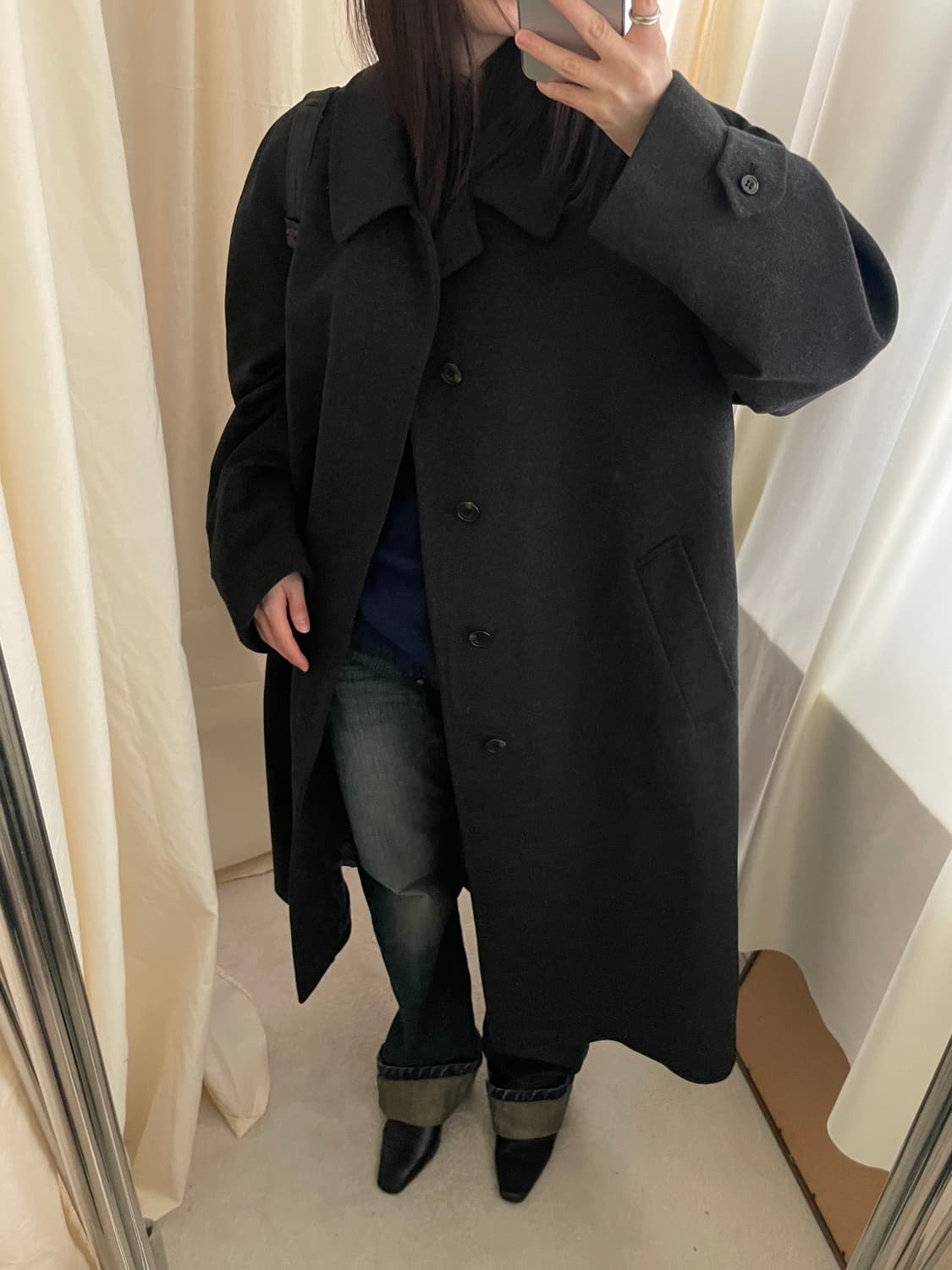 vintage charcoal cashmere balmacaan coat 상품이미지10