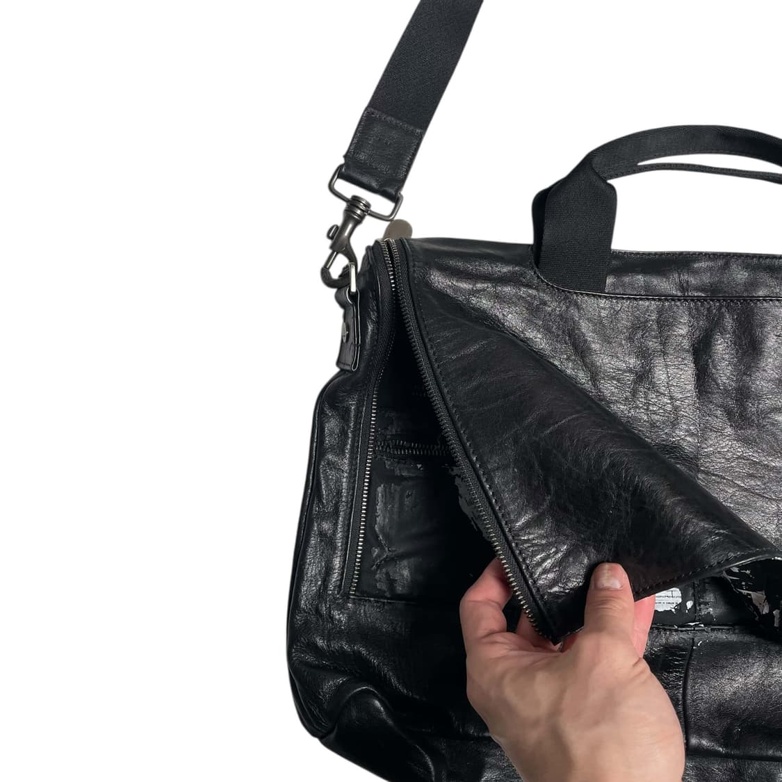 Y's 만다리나덕 맵 페인트 코팅 레더 백 상품이미지6