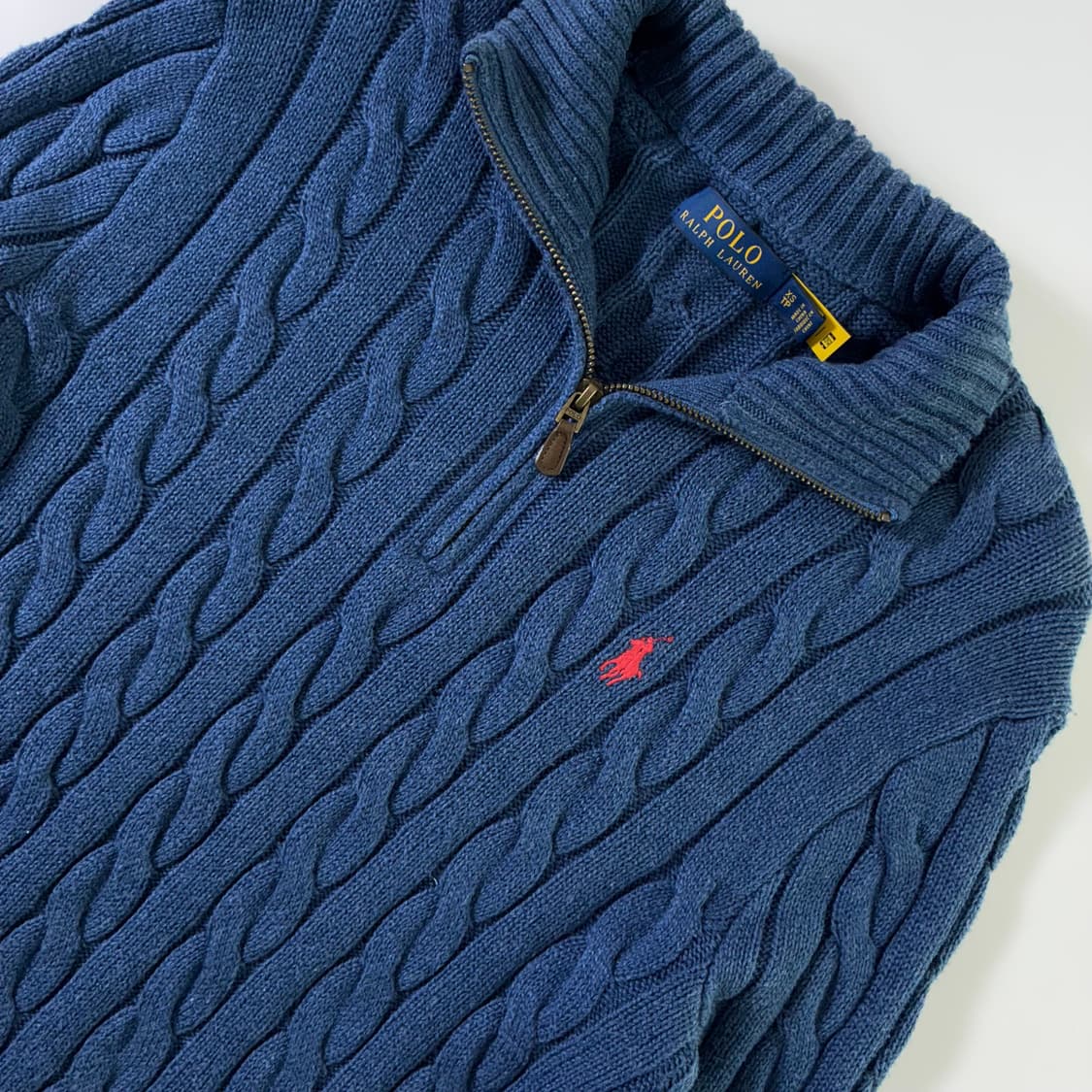 Polo  폴로 랄프로렌 자수 코튼 반집업 꽈배기 니트 상품이미지3