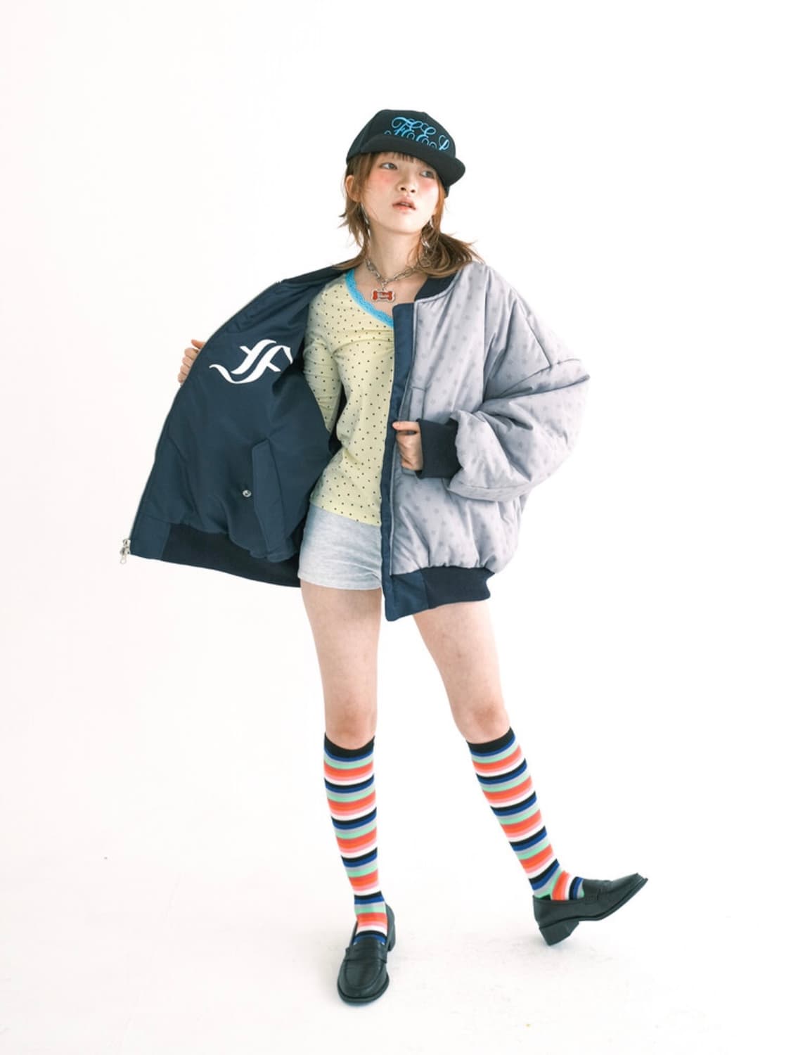 샵페어리 봄버 자켓 네이비 상품이미지1