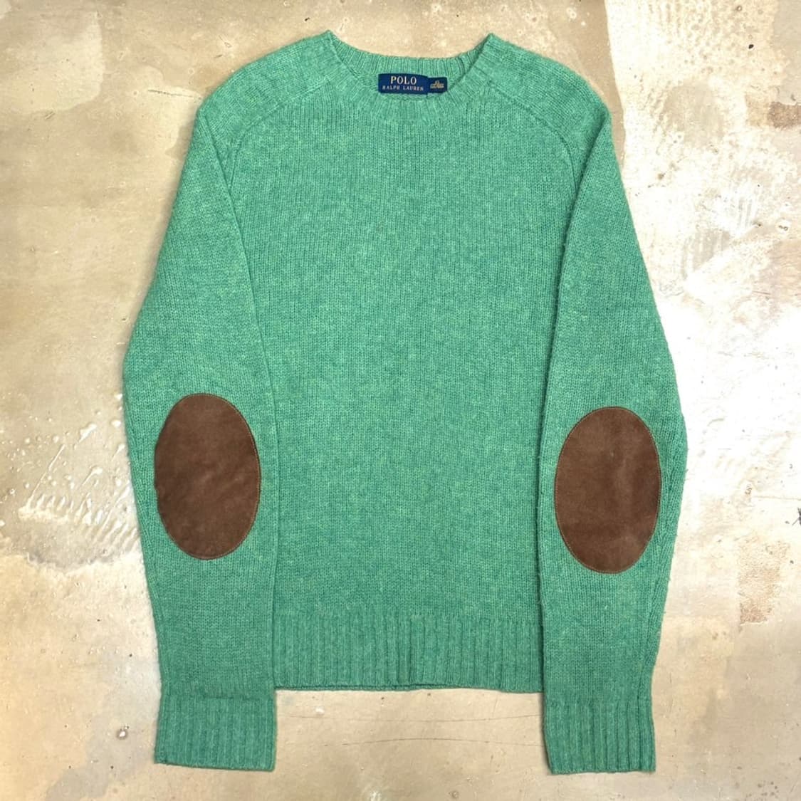 XS 폴로랄프로렌 엘보우 패치 라이트 그린 울 니트 상품이미지2