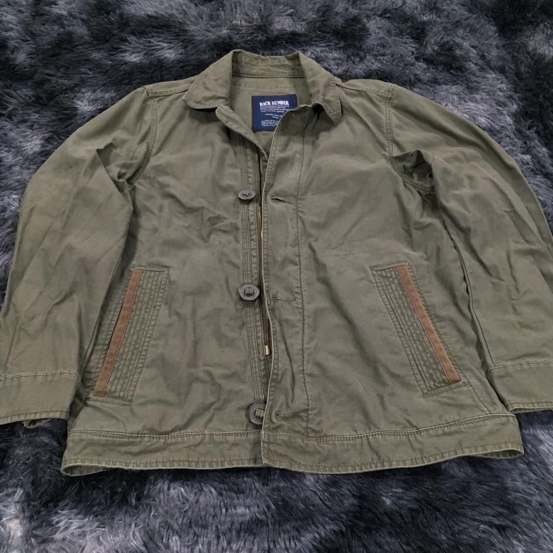 투티/0342 BLACK NUMBER 카키 면 자켓 디테일 유니크 셔츠 상품이미지2