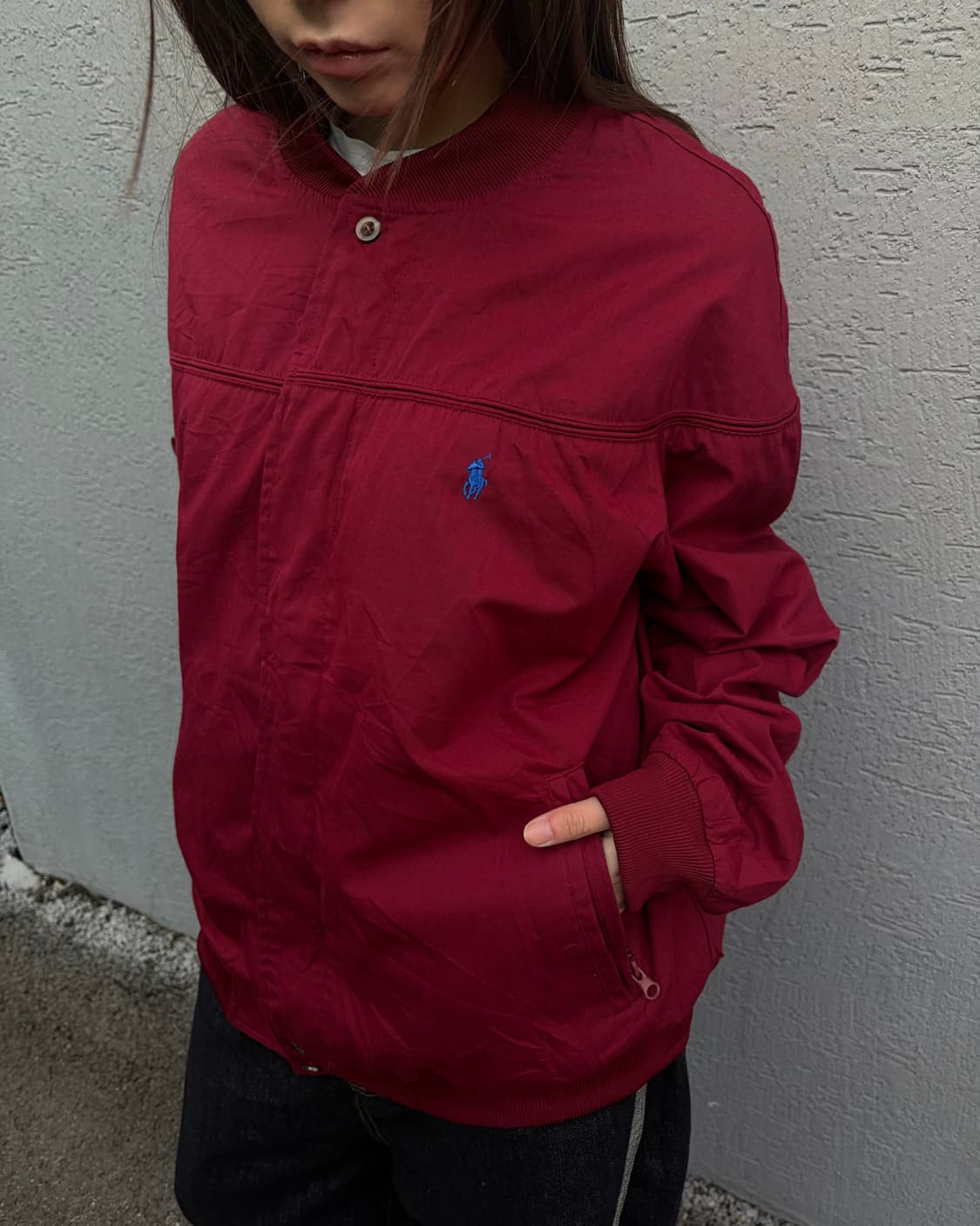 90s POLO burgundy cotton bluson jacket 상품이미지2