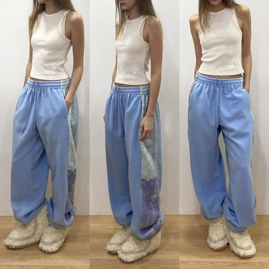 투머치택스 fleece panel sweatpants 플리스 패널 팬츠 상품이미지1