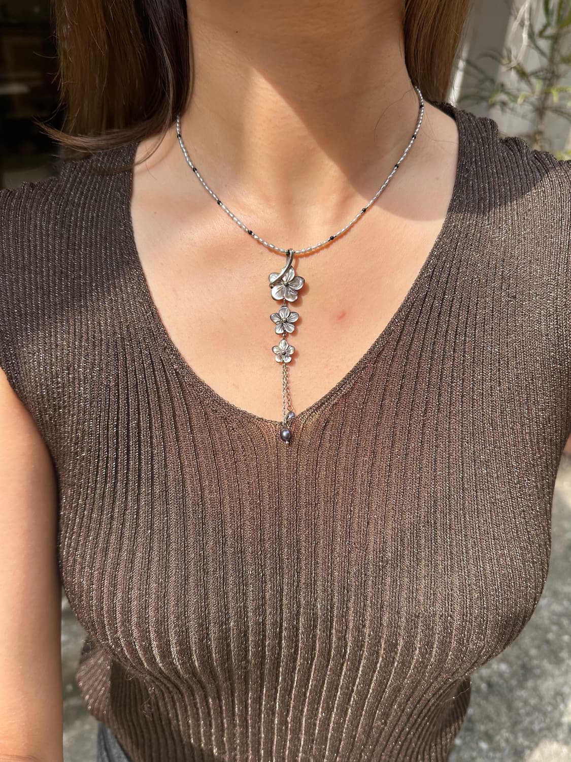 Vintage mother-of-pearl 925silver neckla 상품이미지8