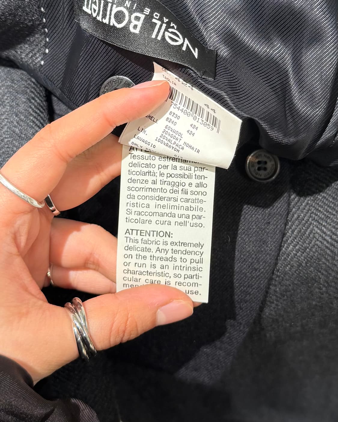 닐바렛 차콜 울 혼방 베스트 레이어드 블레이저 자켓 상품이미지9