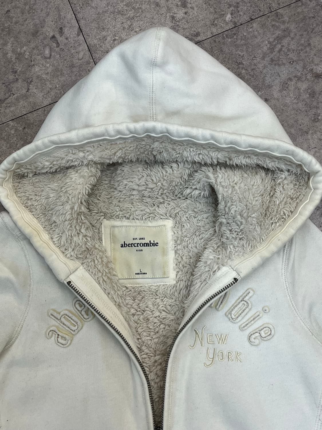 아베크롬비 양털 후드집업 화이트 키즈 L #csz2643 상품이미지4