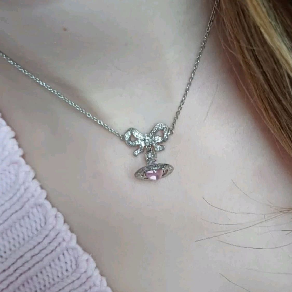 핀터 비비안웨스트우드 히메갸루 핑크 orb 리본 목걸이 / 리즈리사 상품이미지2