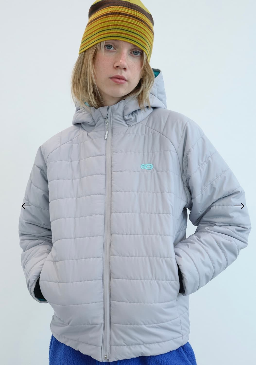 엔조블루스 후드 퀼팅 푸퍼 자켓 (Light Grey) 상품이미지2