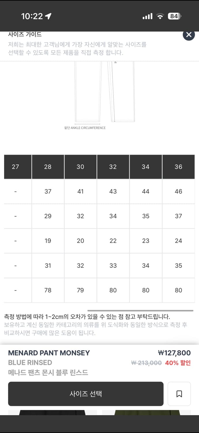 칼하트 메나드 팬츠 몬시 블루 린스드 36 상품이미지7