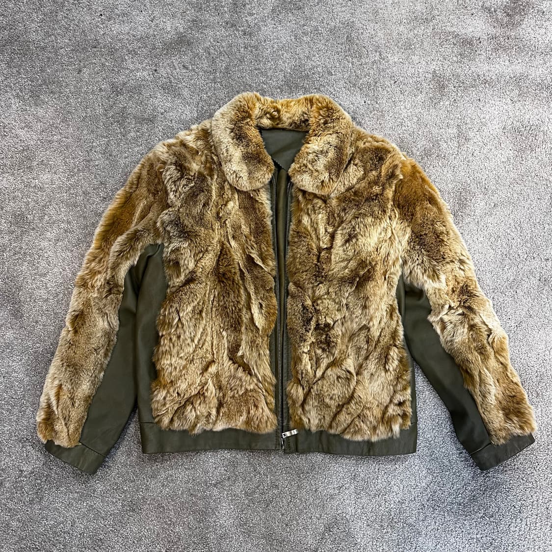 빈티지 카키 램스킨 렉스 퍼자켓(집업)M-L 상품이미지3