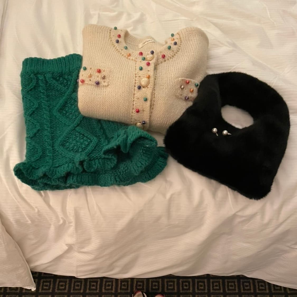 프레클 연말룩 크리스마스 꽈배기 니트숏팬츠 상품이미지1