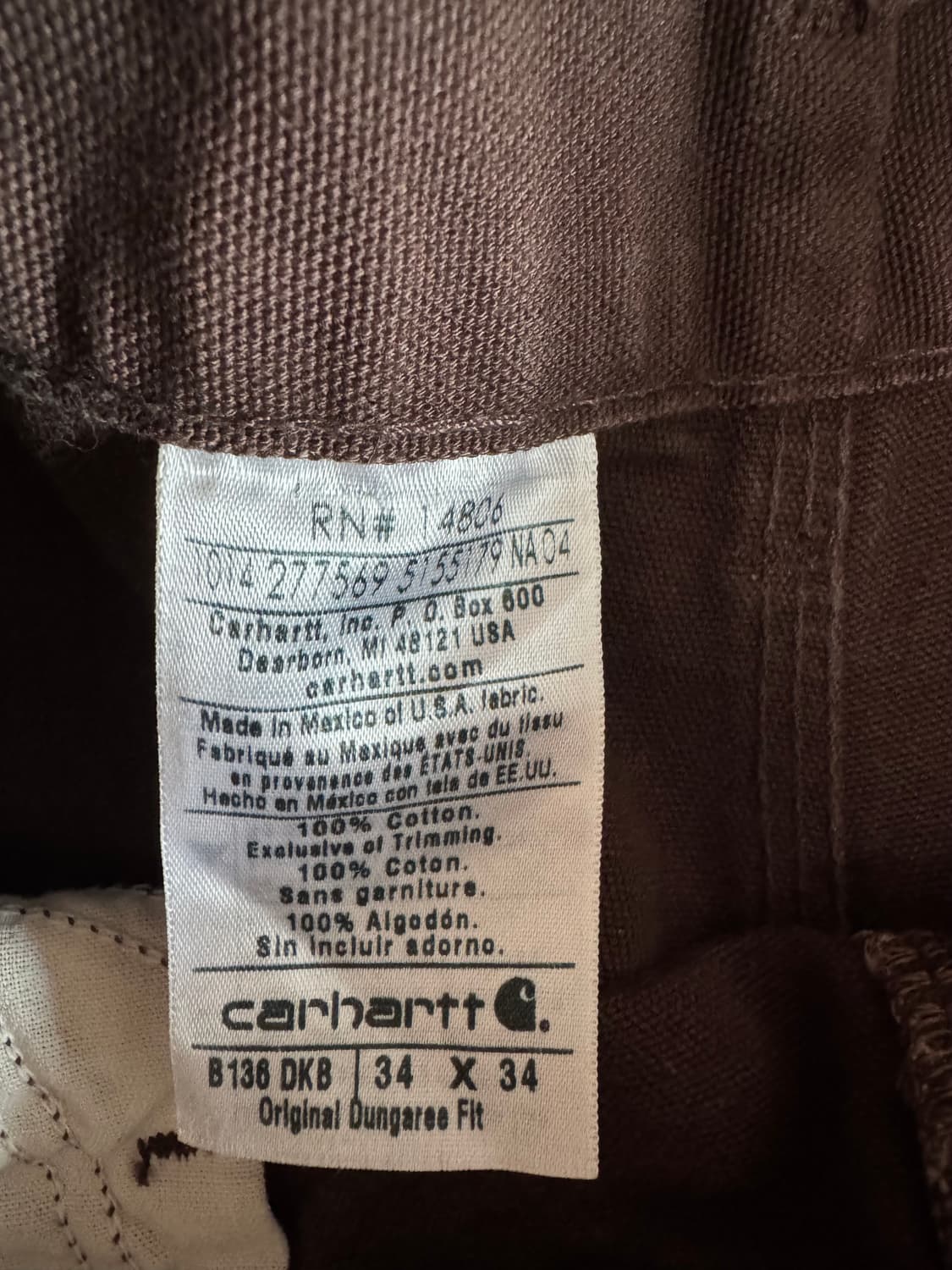 칼하트 더블니 b136 dkb 실측(허리42/기장111) 상품이미지2
